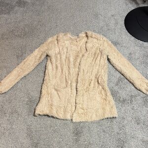 Free People Women's Cream Faux Fur Cardigan
